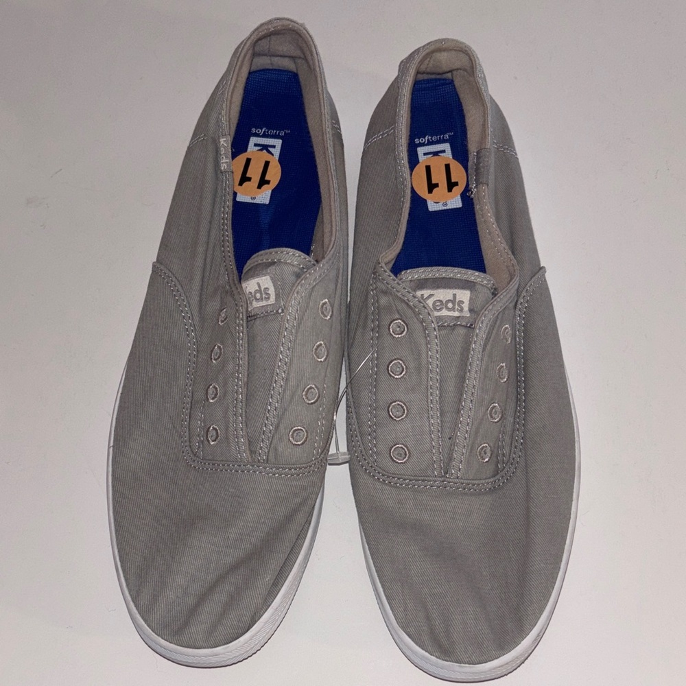 Keds Womens 8.5 Chillax Twill Slip-On Sneakers Gray Casual Comfort WF64816 Gray